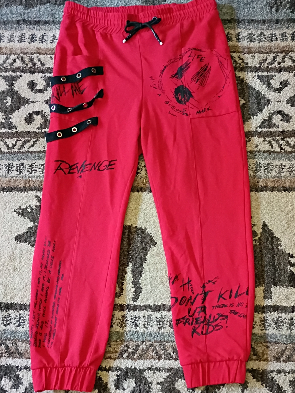 Punk Queen Brand Red Graphic Jogger Pants